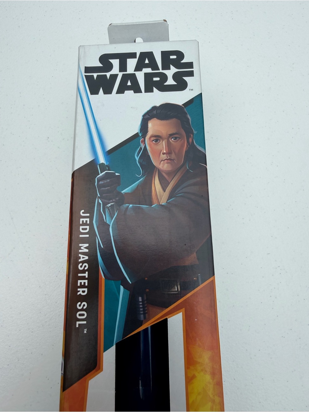 Star Wars Jedi Master Sol Lightsaber Packaging - Blue and Brown Accents